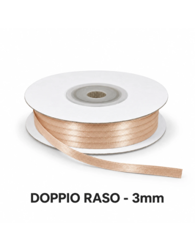 Nastro Doppio Raso 3 mm x 50 m - Cipria - bobina