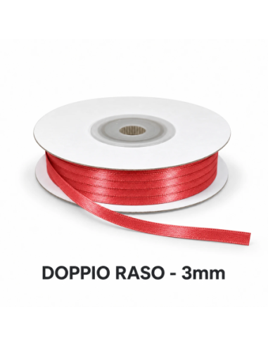 Nastro Doppio Raso 3 mm x 50 m - Corallo - bobina