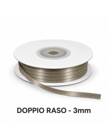 Nastro Doppio Raso 3 mm x 50 m - Fango - bobina