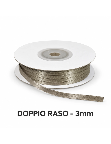 Nastro Doppio Raso 3 mm x 50 m - Fango - bobina