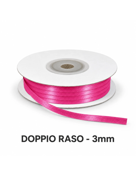 Nastro Doppio Raso 3 mm x 50 m - Fucsia - bobina