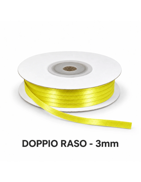 Nastro Doppio Raso 3 mm x 50 m - Giallo - bobina
