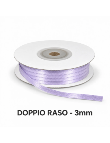 Nastro Doppio Raso 3 mm x 50 m - Glicine - bobina