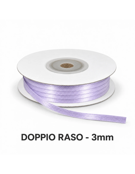 Nastro Doppio Raso 3 mm x 50 m - Glicine - bobina