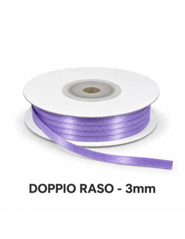 Nastro Doppio Raso 3 mm x 50 m - Lilla - bobina