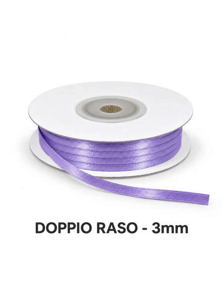 Nastro Doppio Raso 3 mm x 50 m - Lilla - bobina