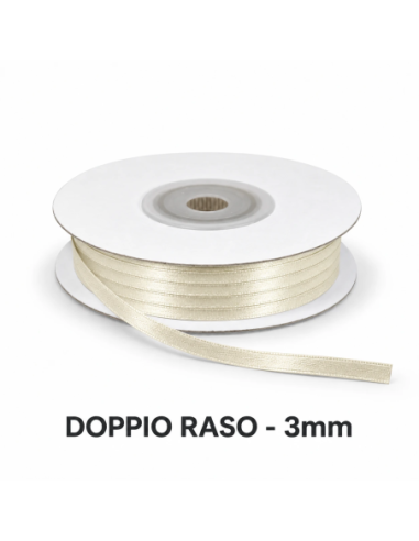 Nastro Doppio Raso 3 mm x 50 m - Naturale - bobina