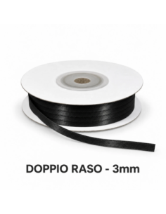 Nastro Doppio Raso 3 mm x 50 m - Nero - bobina
