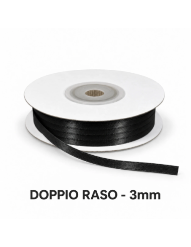 Nastro Doppio Raso 3 mm x 50 m - Nero - bobina
