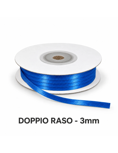 Nastro Doppio Raso 3 mm x 50 m - New Blue - bobina