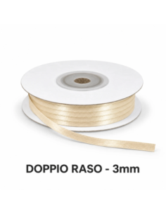 Nastro Doppio Raso 3 mm x 50 m - Panna - bobina