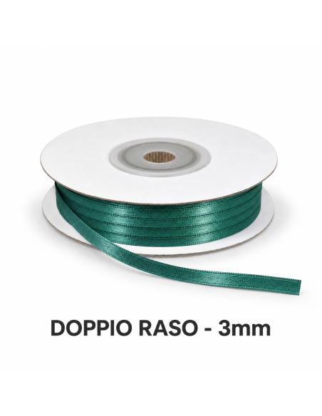Nastro Doppio Raso 3 mm x 50 m - Petrolio - bobina