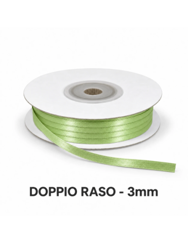 Nastro Doppio Raso 3 mm x 50 m - Pistacchio - bobina