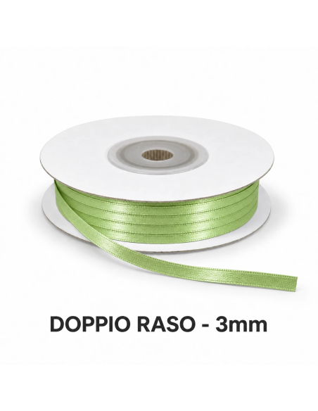 Nastro Doppio Raso 3 mm x 50 m - Pistacchio - bobina