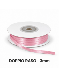 Nastro Doppio Raso 3 mm x 50 m - Rosa - bobina