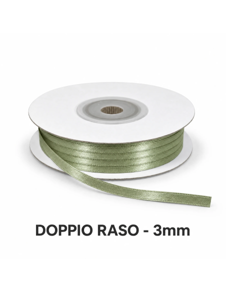 Nastro Doppio Raso 3 mm x 50 m - Salvia - bobina