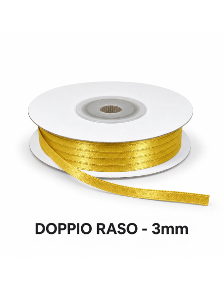 Nastro Doppio Raso 3 mm x 50 m - Senape - bobina