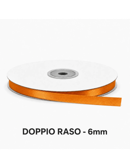 Nastro Doppio Raso 6 mm x 50 m - Arancio - bobina