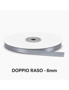 Nastro Doppio Raso 6 mm x 50 m - Argento - bobina