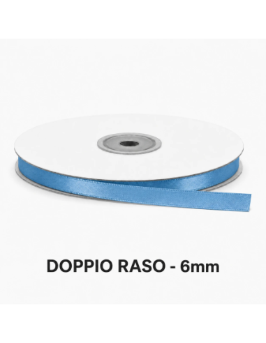 Nastro Doppio Raso 6 mm x 50 m - Avion Blue - bobina