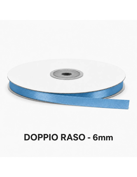 Nastro Doppio Raso 6 mm x 50 m - Avion Blue - bobina
