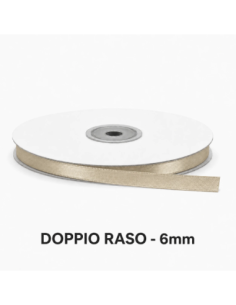 Nastro Doppio Raso 6 mm x 50 m - Beige - bobina