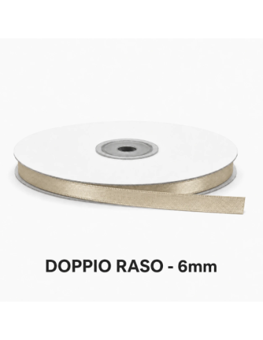 Nastro Doppio Raso 6 mm x 50 m - Beige - bobina