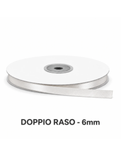 Nastro Doppio Raso 6 mm x 50 m - Bianco - bobina