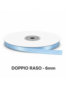 Nastro Doppio Raso 6 mm x 50 m - Celeste - bobina