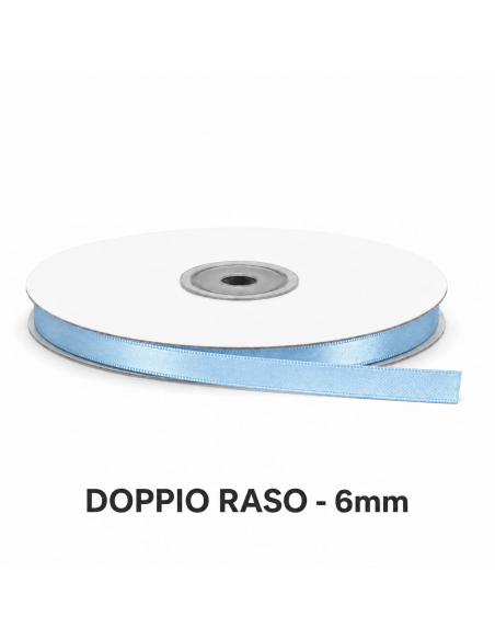 Nastro Doppio Raso 6 mm x 50 m - Celeste - bobina