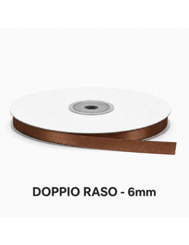 Nastro Doppio Raso 6 mm x 50 m - Cioccolato - bobina