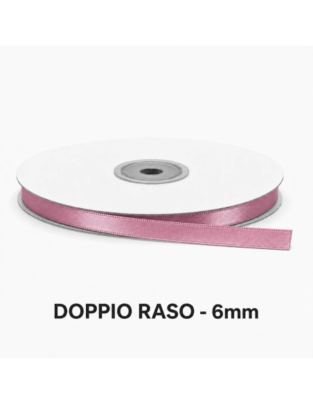 Nastro Doppio Raso 6 mm x 50 m - Cipolla - bobina