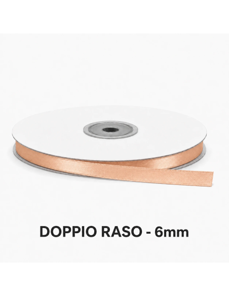Nastro Doppio Raso 6 mm x 50 m - Cipria - bobina