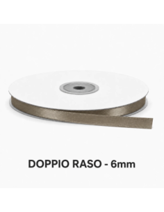 Nastro Doppio Raso 6 mm x 50 m - Fango - bobina