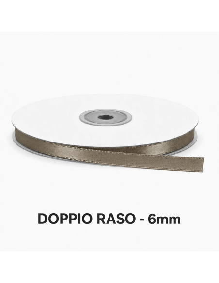 Nastro Doppio Raso 6 mm x 50 m - Fango - bobina