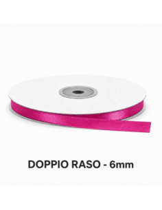 Nastro Doppio Raso 6 mm x 50 m - Fucsia - bobina