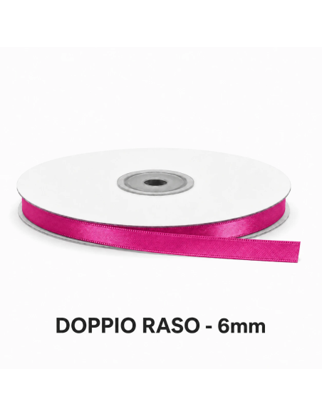 Nastro Doppio Raso 6 mm x 50 m - Fucsia - bobina