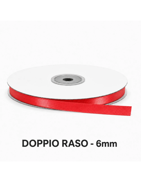 Nastro Doppio Raso 6 mm x 50 m - Geranio - bobina