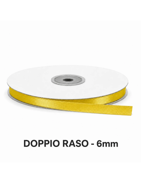 Nastro Doppio Raso 6 mm x 50 m - Giallo - bobina