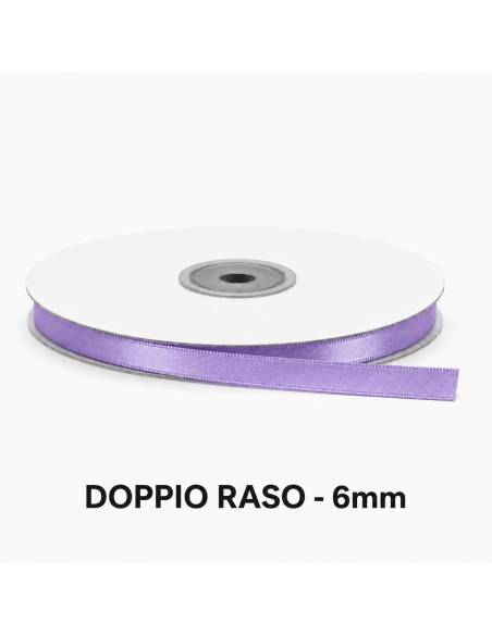 Nastro Doppio Raso 6 mm x 50 m - Lilla - bobina
