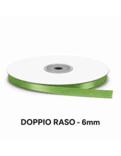 Nastro Doppio Raso 6 mm x 50 m - Verde Mela - bobina