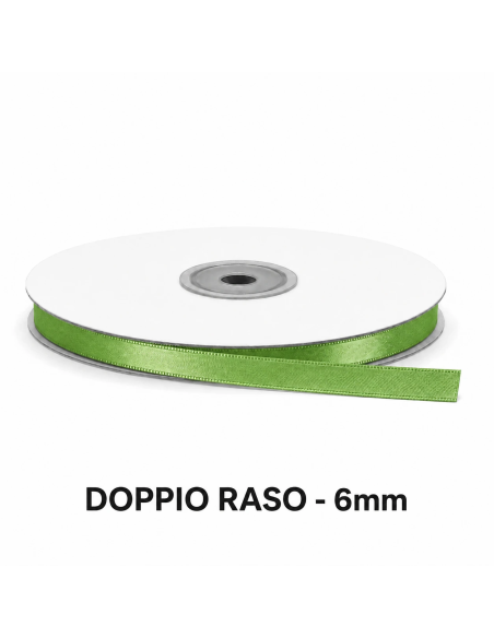 Nastro Doppio Raso 6 mm x 50 m - Verde Mela - bobina