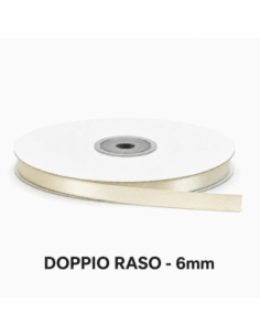 Nastro Doppio Raso 6 mm x 50 m - Naturale - bobina