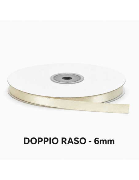 Nastro Doppio Raso 6 mm x 50 m - Naturale - bobina