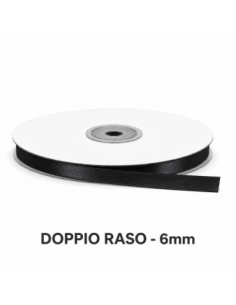 Nastro Doppio Raso 6 mm x 50 m - Nero - bobina