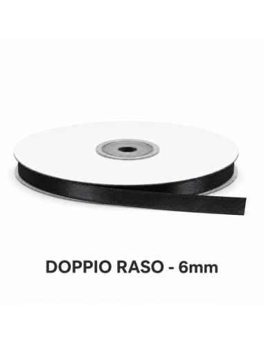 Nastro Doppio Raso 6 mm x 50 m - Nero - bobina
