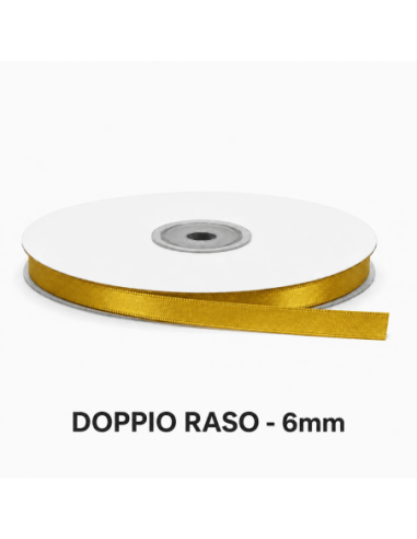 Nastro Doppio Raso 6 mm x 50 m - Oro - bobina
