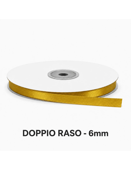 Nastro Doppio Raso 6 mm x 50 m - Oro - bobina