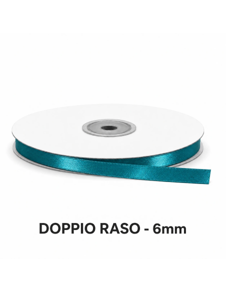 Nastro Doppio Raso 6 mm x 50 m - Ottanio - bobina