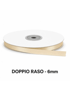 Nastro Doppio Raso 6 mm x 50 m - Panna - bobina